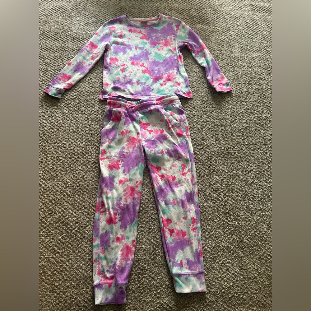 32 Degrees Kids Pajama Set in Purple and Pink Tie-Dye